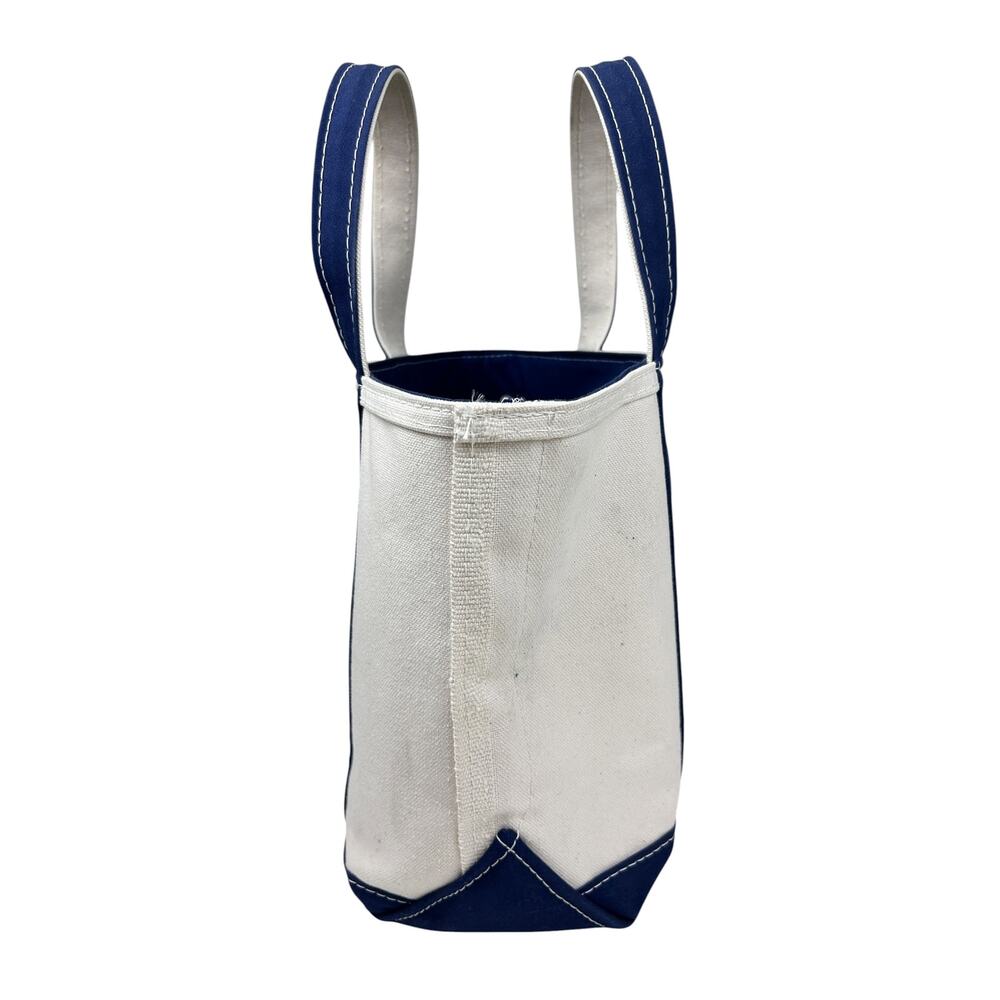 LL Bean Canvas Made in USA Navy Blue Zip Top Boat and Tote Top Handle Tote Bag - Picture 3 of 10